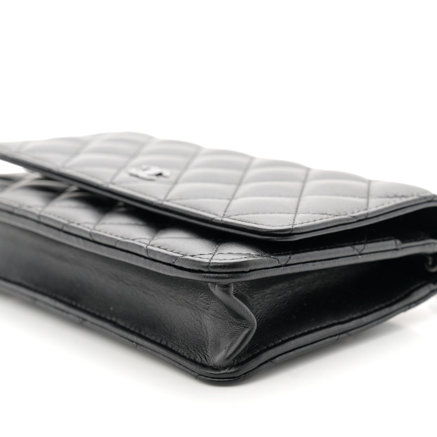 Lambskin Quilted Wallet On Chain WOC So Black