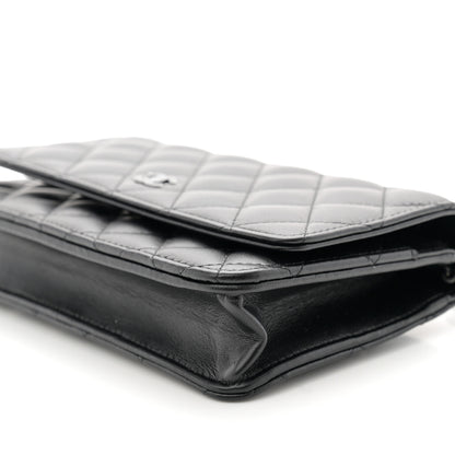 Chanel Lambskin Quilted Wallet On Chain WOC So Black 11 of 12