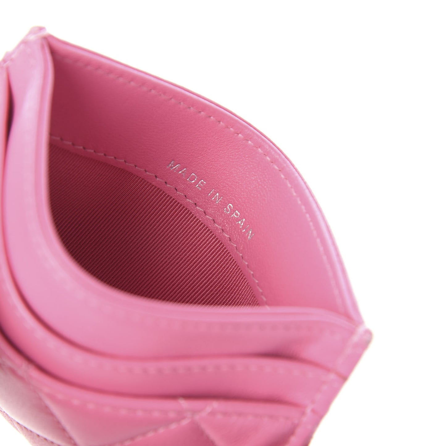 Lambskin Quilted Card Holder Pink