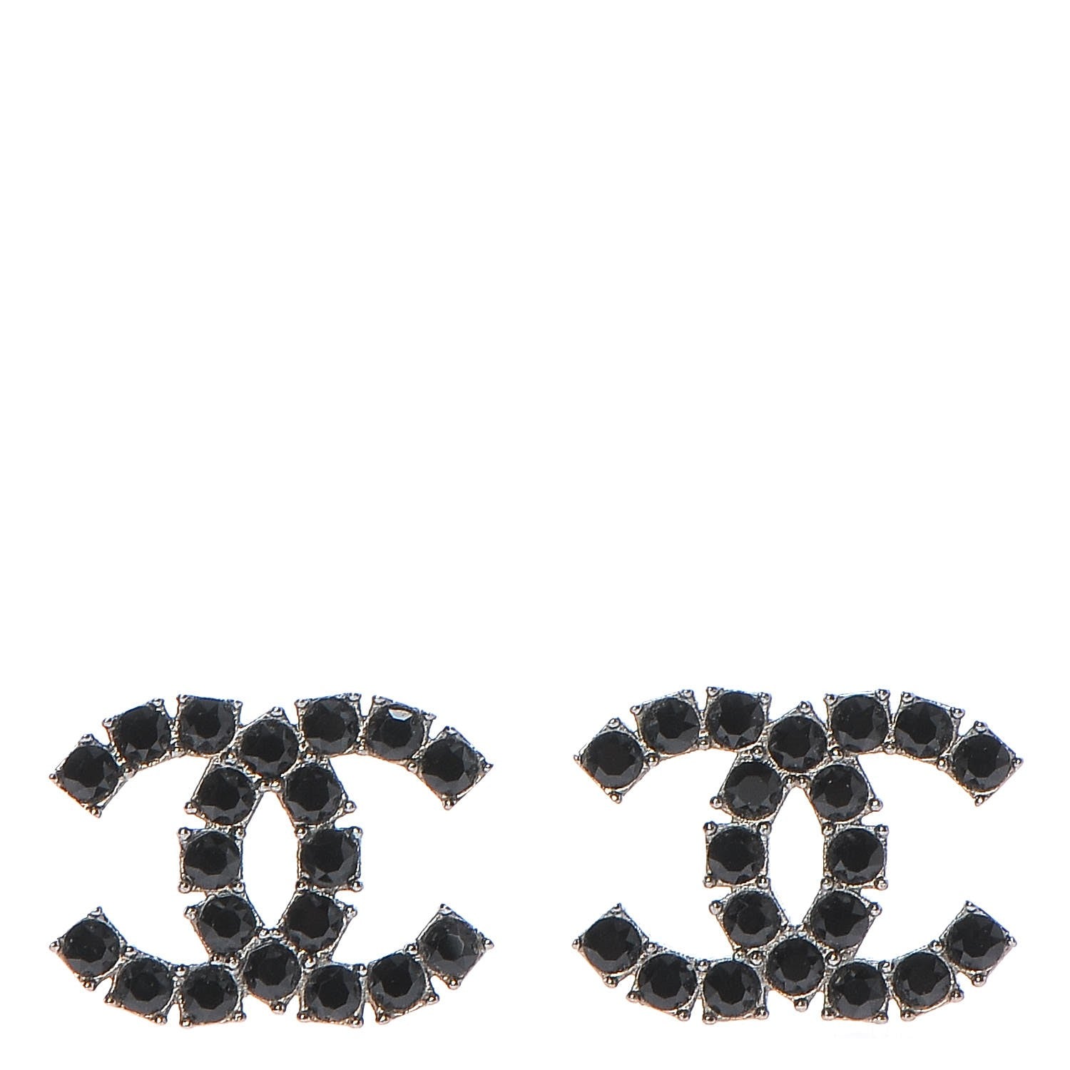 Chanel Ruthenium Crystal CC Earrings Black Gold 1 of 6