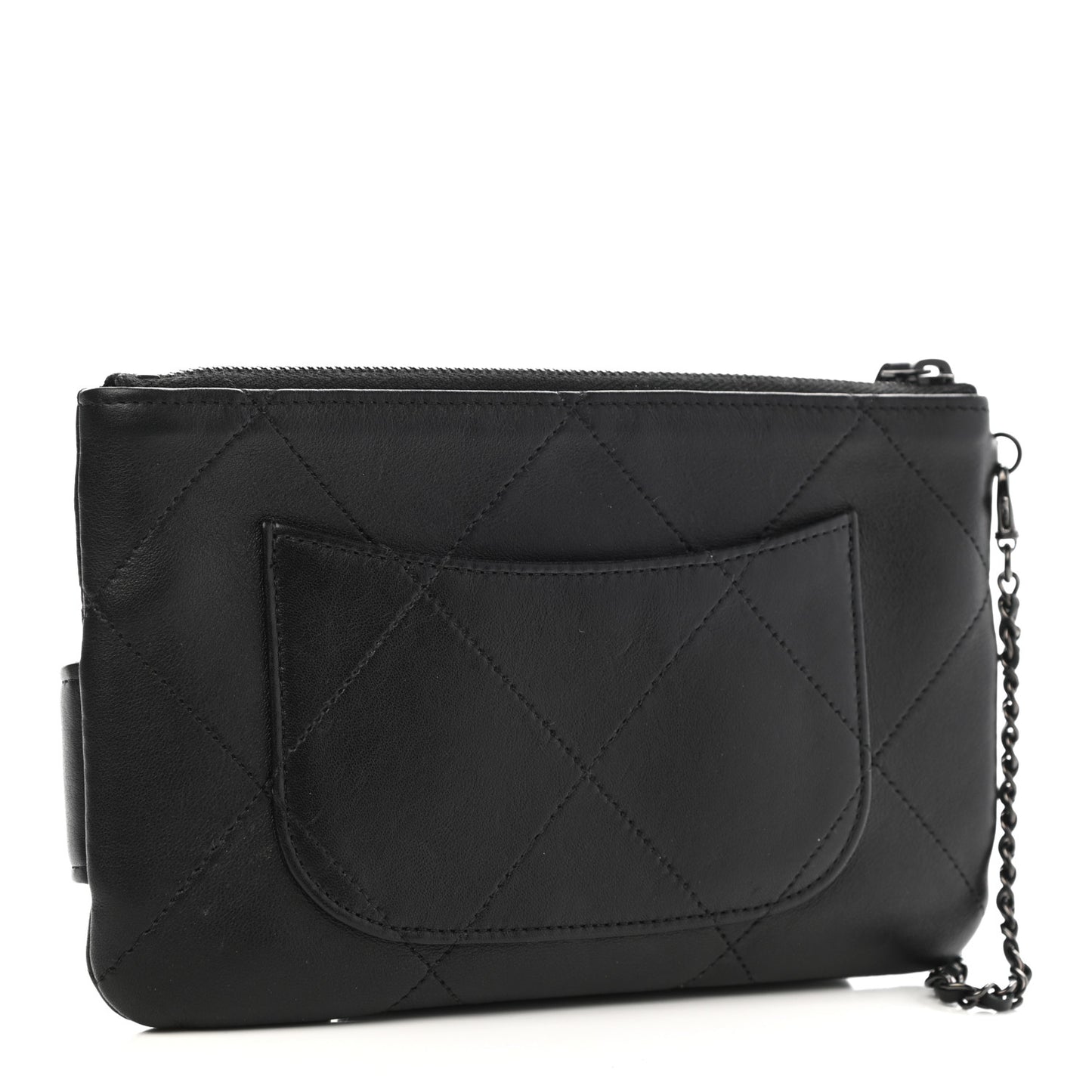 Lambskin Quilted Cosmetic Case With Strap So Black