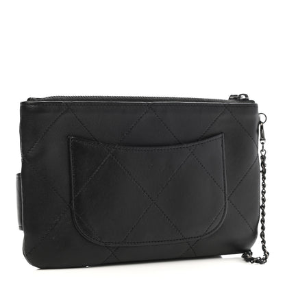 Chanel Lambskin Quilted Cosmetic Case With Strap So Black 3 of 7