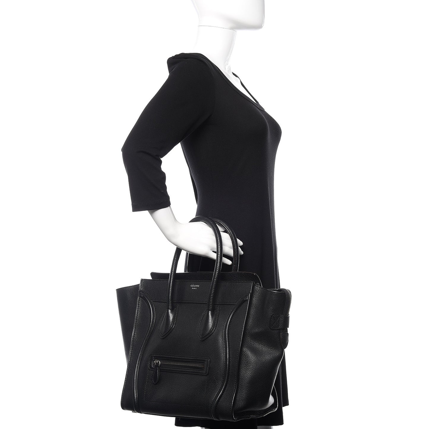 Drummed Calfskin Mini Luggage Black