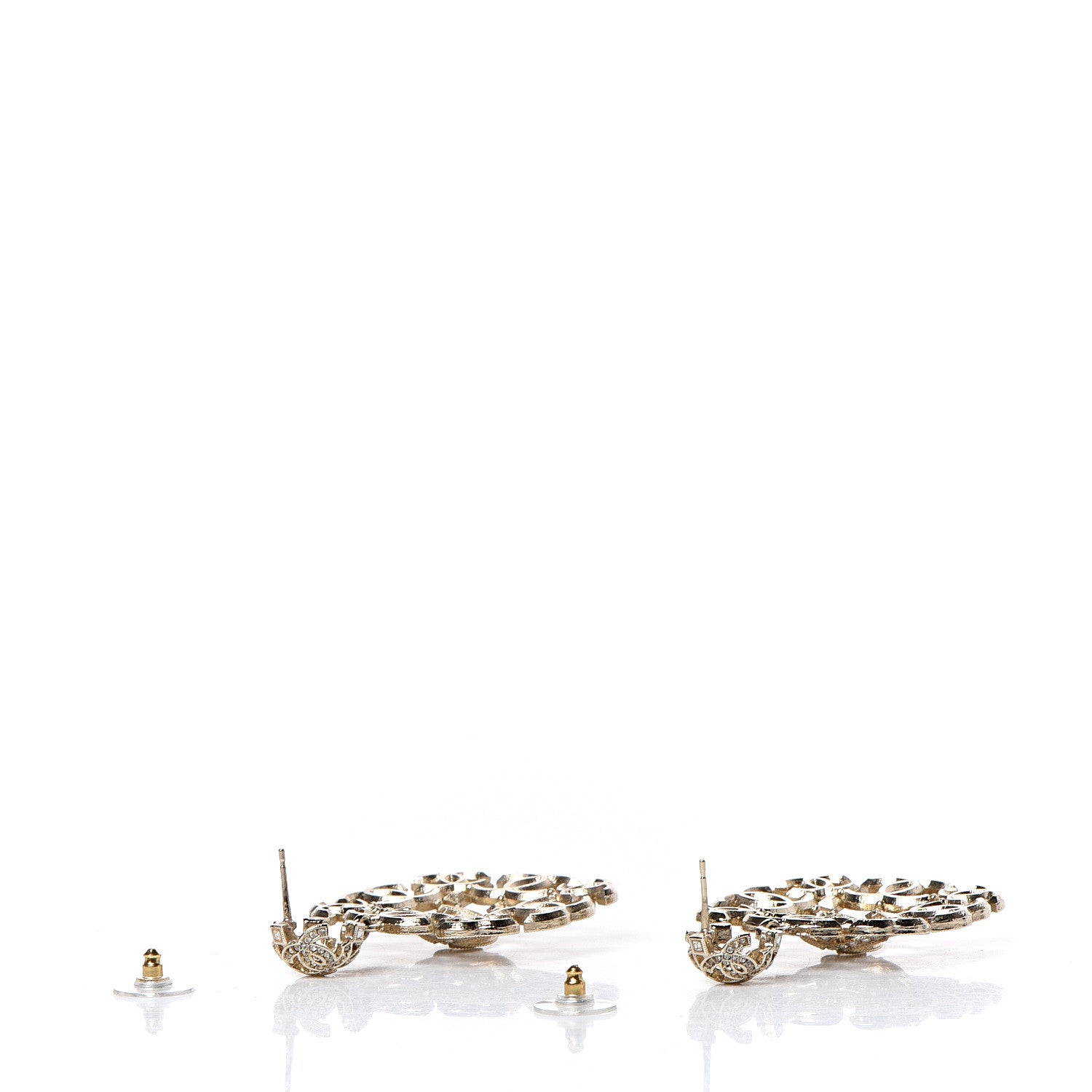 Chanel Crystal Strass CC Earrings Gold 3 of 4