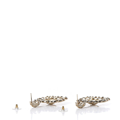 Chanel Crystal Strass CC Earrings Gold 3 of 4