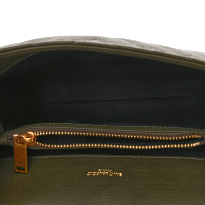 Saint Laurent Sheepskin Matelasse Chevron Monogram Medium College Bag Military Olive 5 of 9