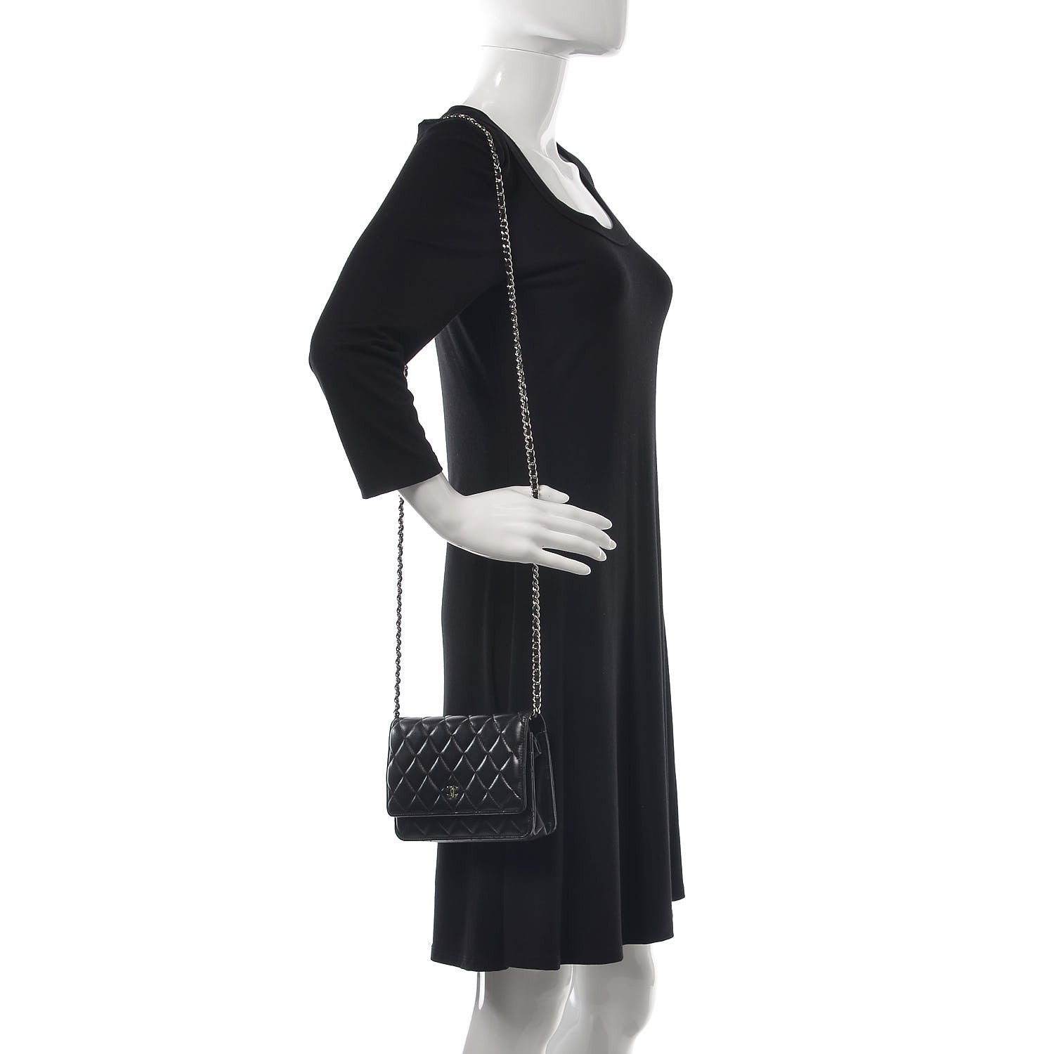Chanel Lambskin Quilted Wallet On Chain WOC Black 2 of 11