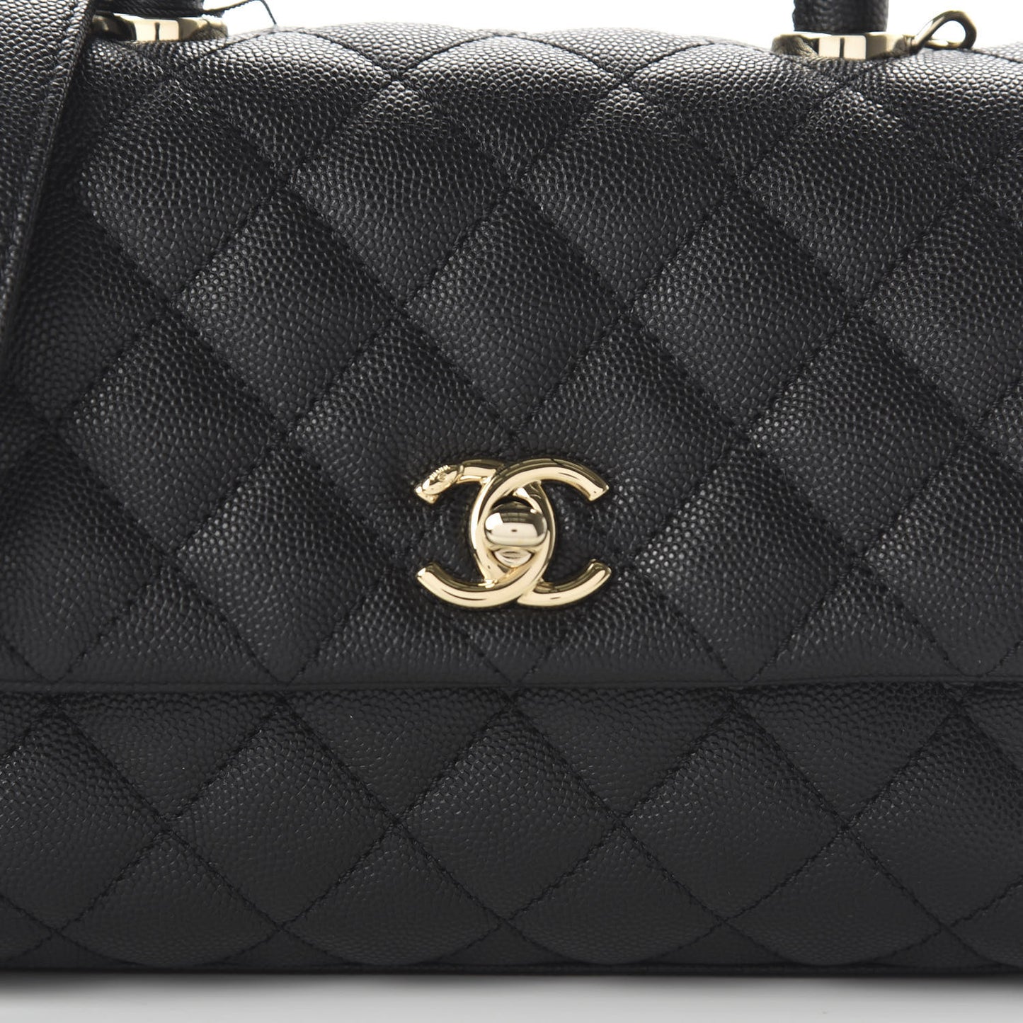 Caviar Quilted Mini Coco Handle Flap Black