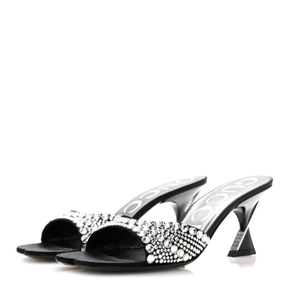 Gucci Satin Crystal 65mm Slide Sandals 36 Black 4 of 11