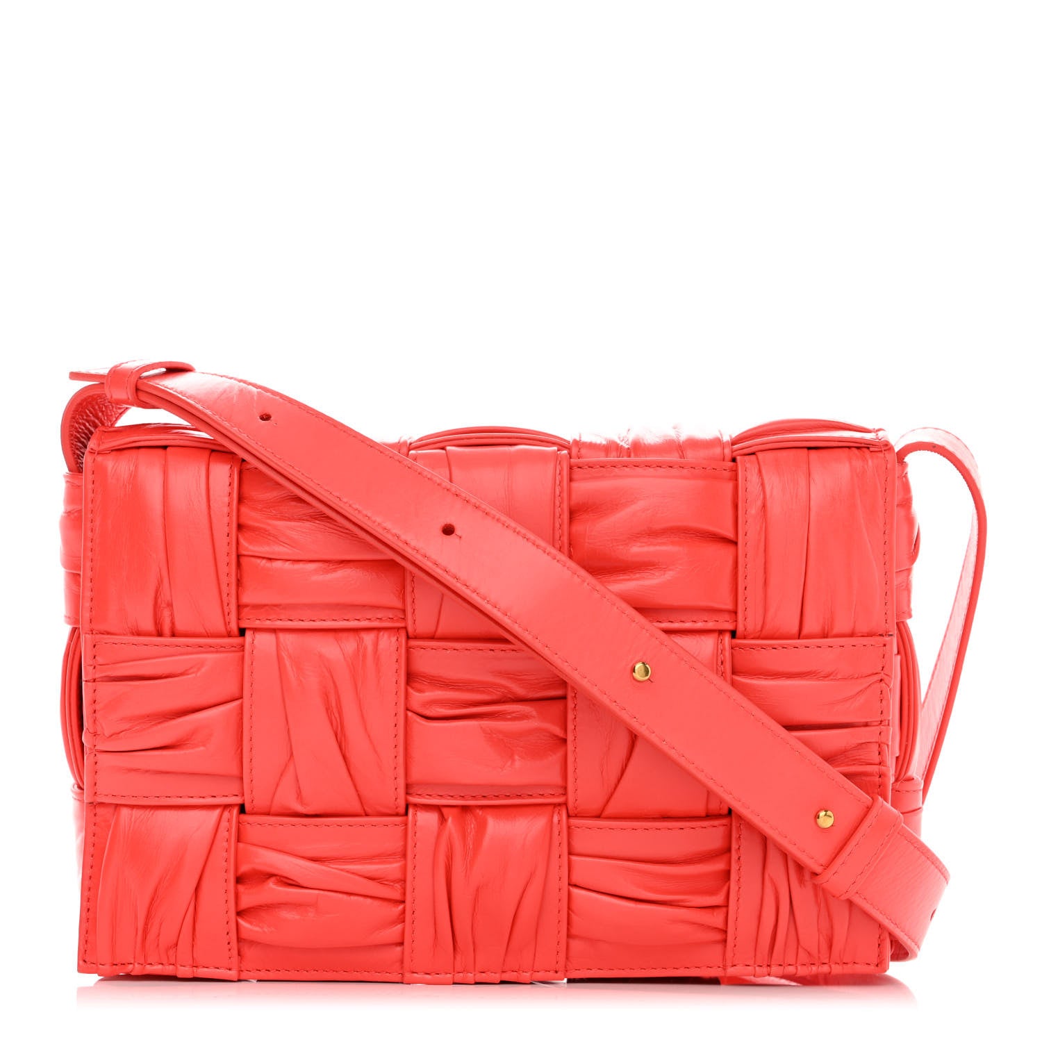 Bottega Veneta Calfskin Intreccio Plisse Cassette Crossbody Bag Sunburst 1 of 10