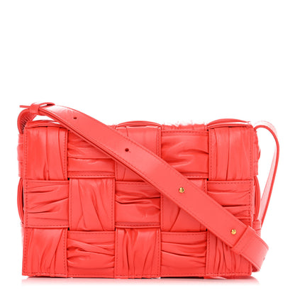 Bottega Veneta Calfskin Intreccio Plisse Cassette Crossbody Bag Sunburst 1 of 10