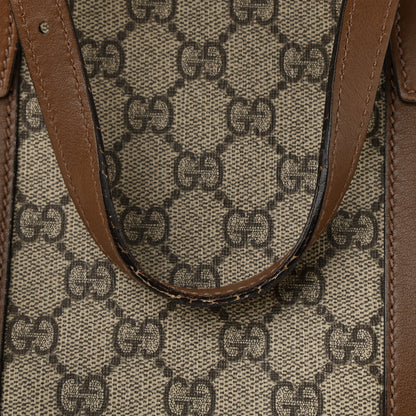 Gucci GG Supreme Monogram Margaux Calfskin Small Nice Top Handle Dome Bag Beige Ebony Acero 15 of 17