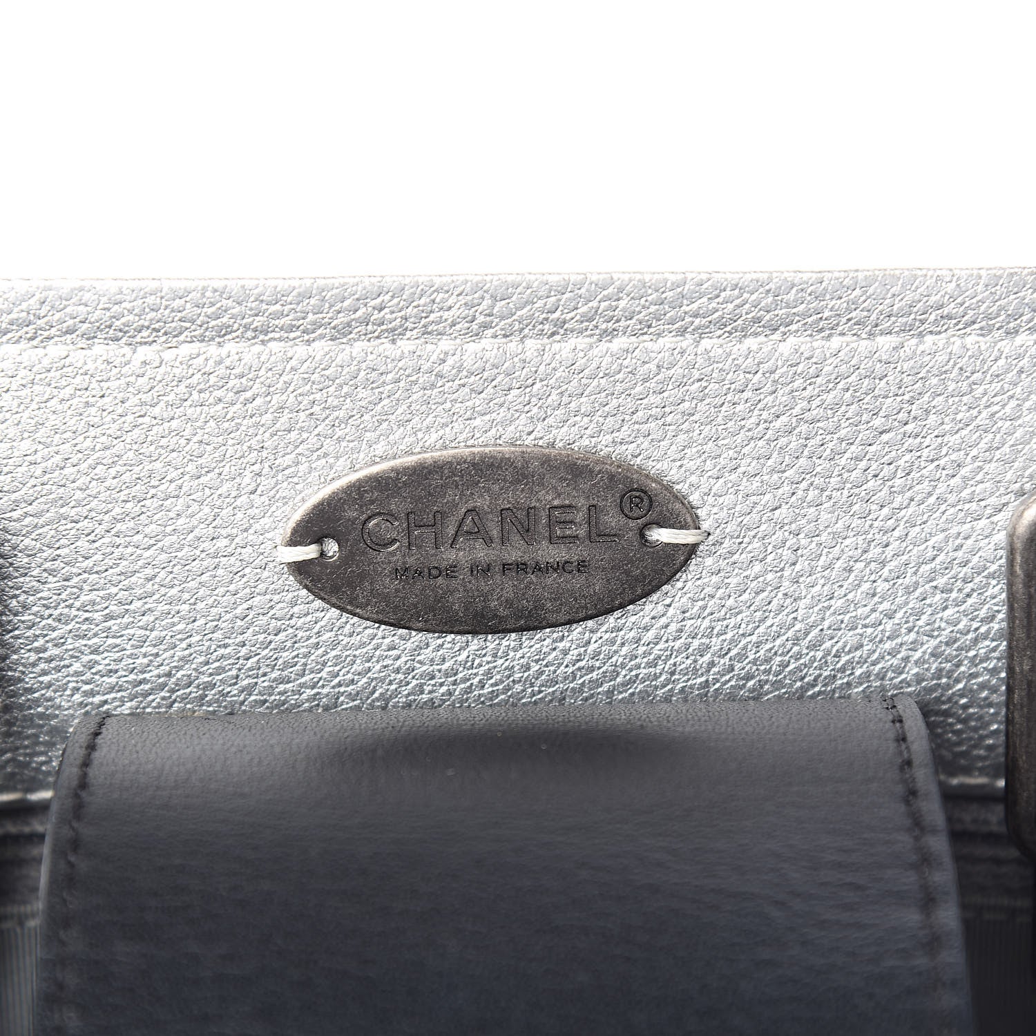 Chanel Bullskin Stitched Bi-Color Medium Shopping Tote Black Silver 6 of 10