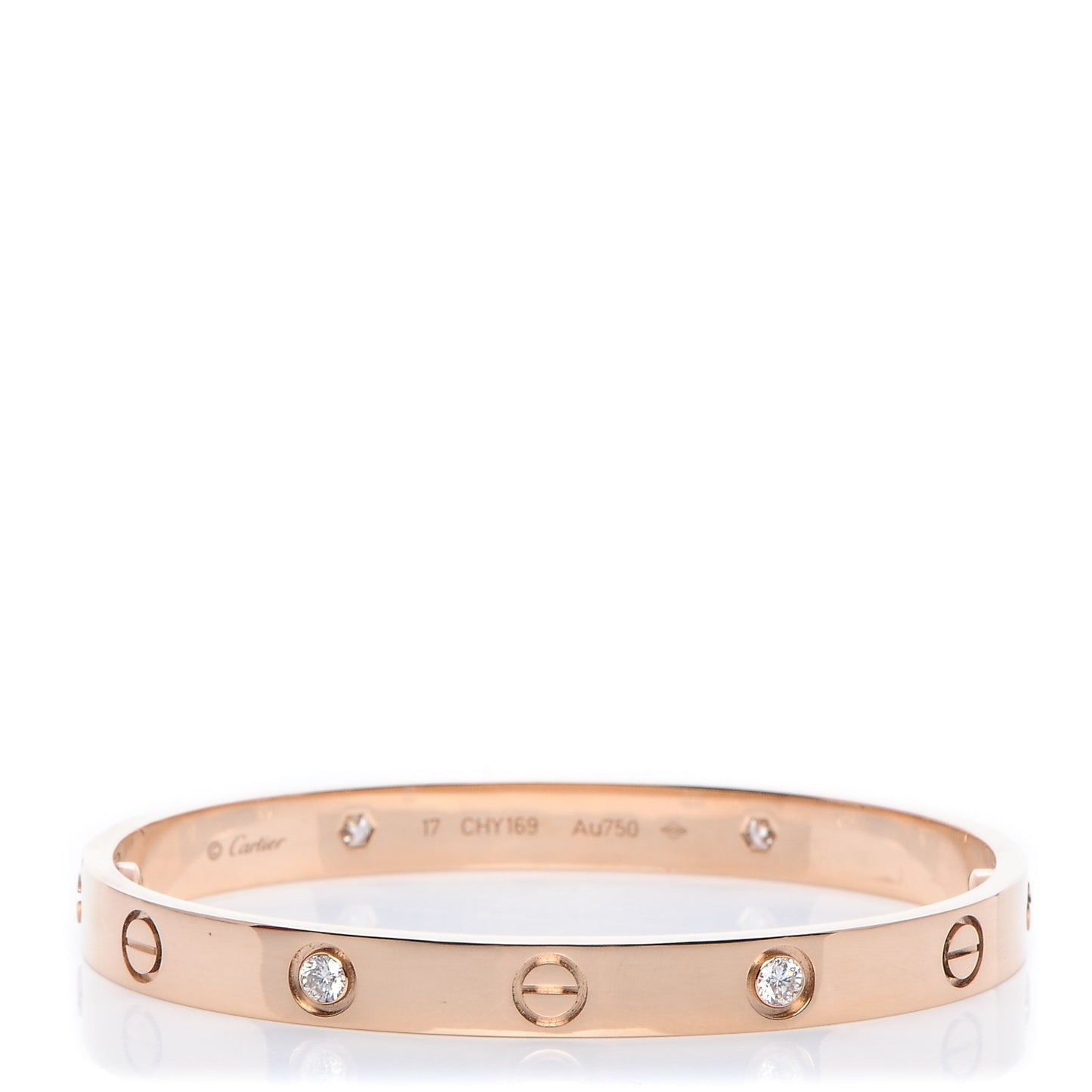 18K Pink Gold 4 Diamond LOVE Bracelet 17