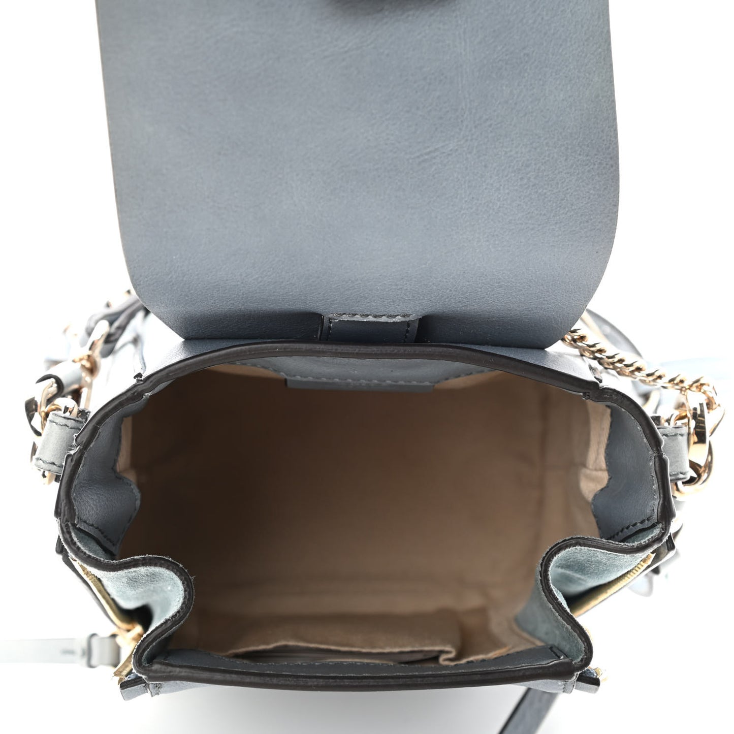 Suede Calfskin Mini Faye Backpack Cloudy Blue