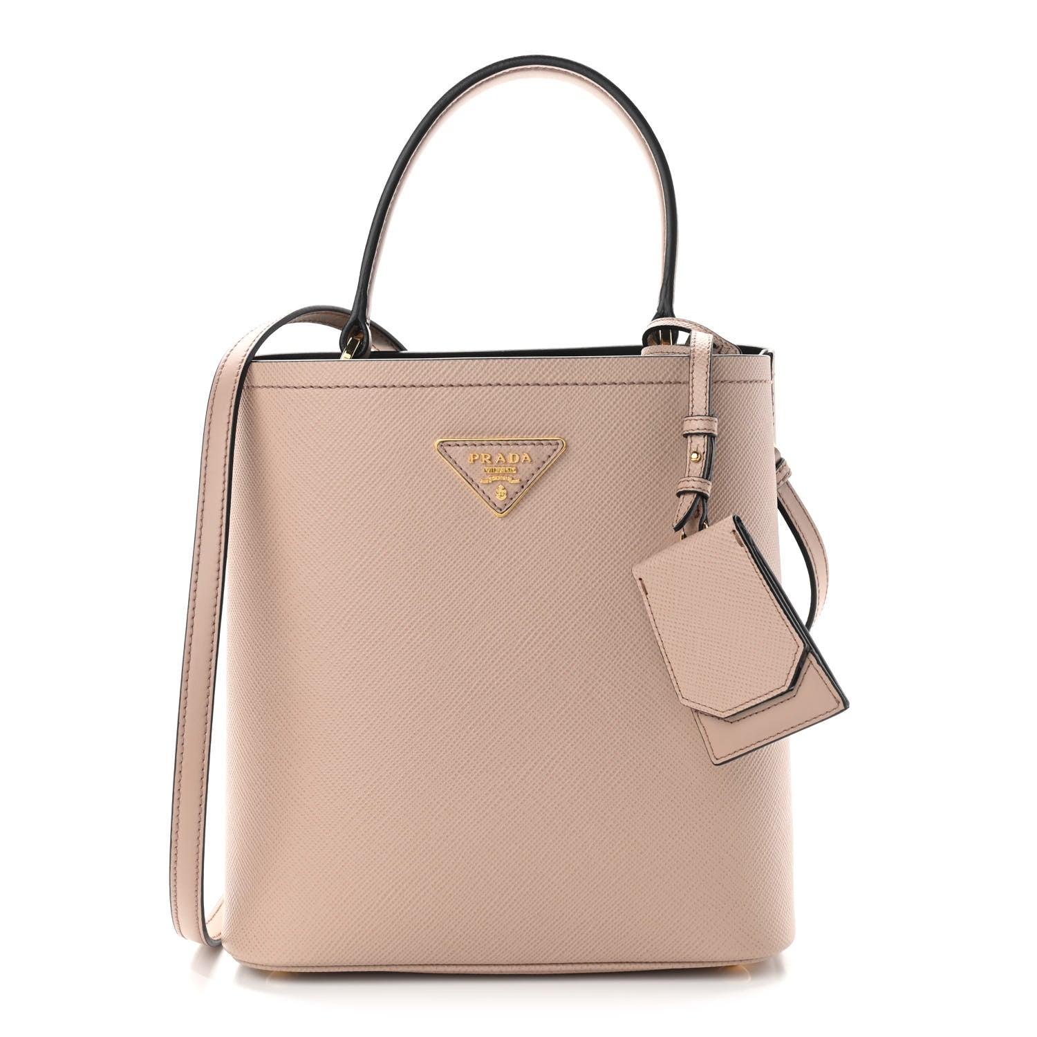 Prada Saffiano Cuir Medium Panier Bucket Bag Cipria Black 1 of 11