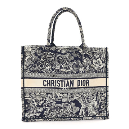 Christian Dior Canvas Embroidered Large Dioriviera Toile De Jouy Reverse Book Tote Blue 1 of 10