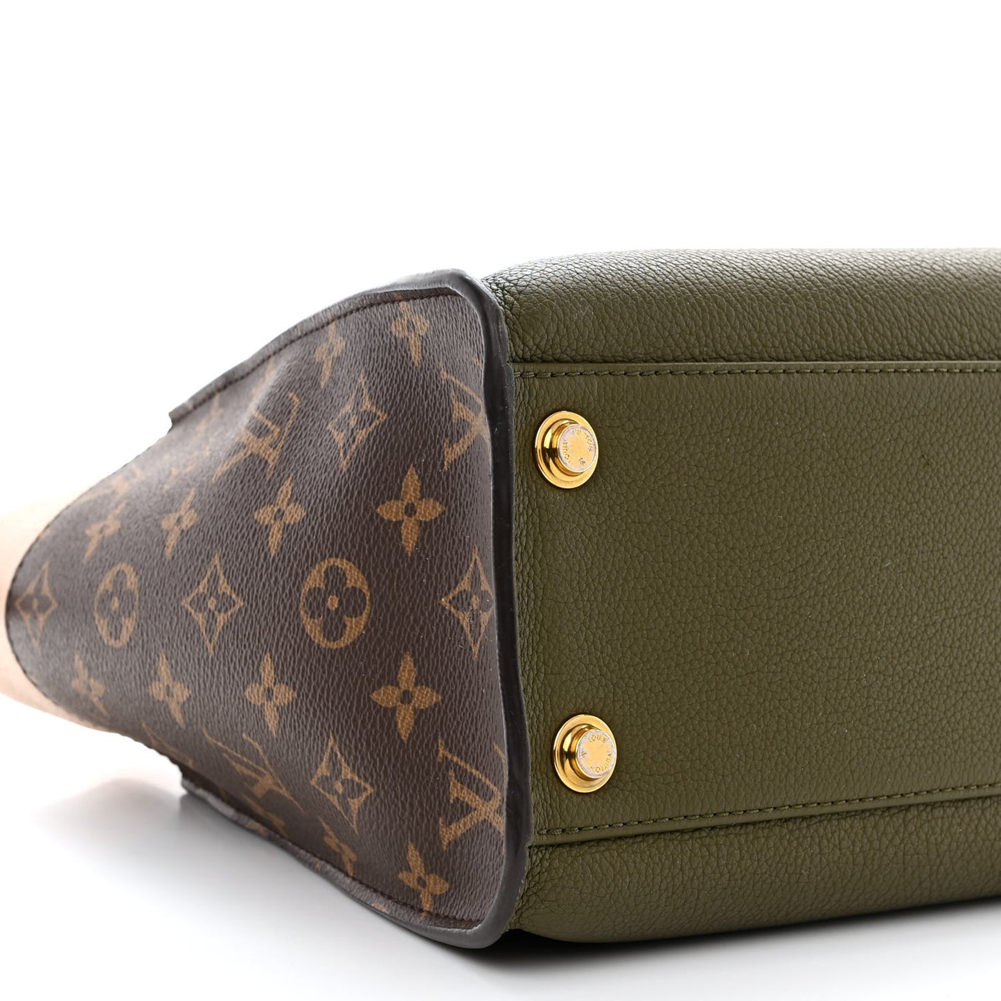 Calfskin Monogram On My Side MM Laurier Green Toffee Latte Beige