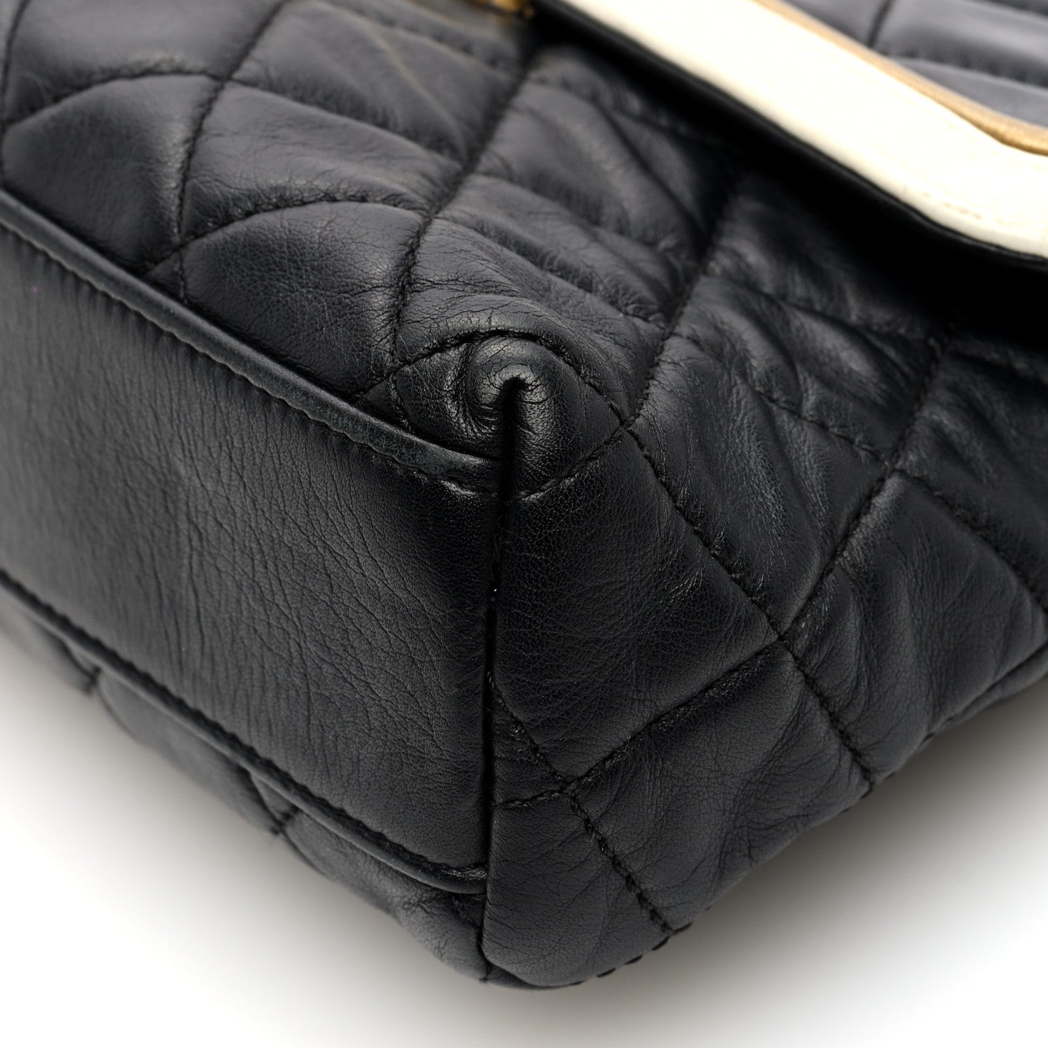 Chanel Lambskin Quilted Mademoiselle East West Flap Black White 10 of 10