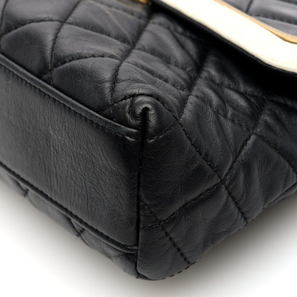 Chanel Lambskin Quilted Mademoiselle East West Flap Black White 10 of 10
