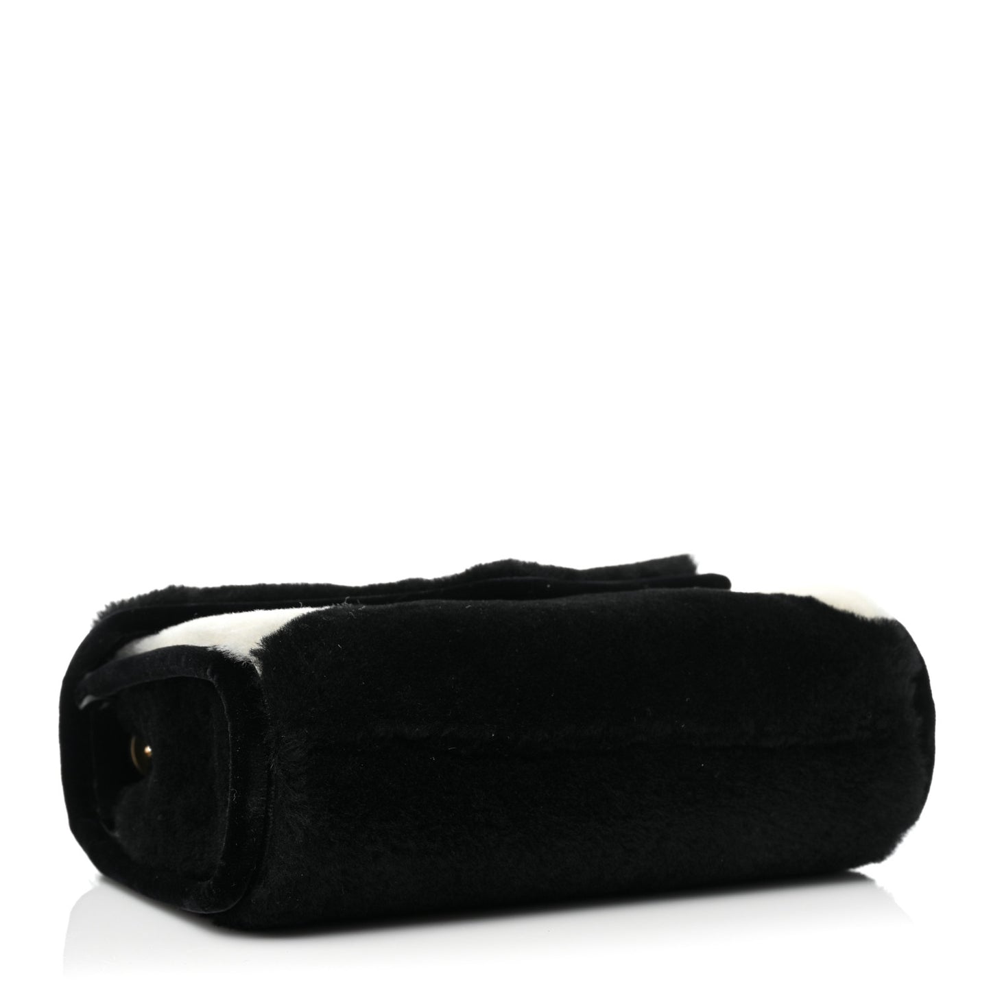 Shearling Checkered Flap Bag Black White
