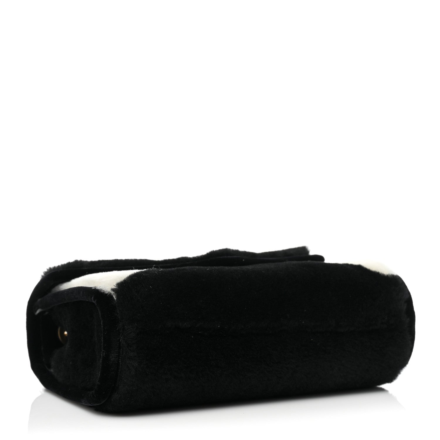 Chanel Shearling Checkered Flap Bag Black White 4 of 8