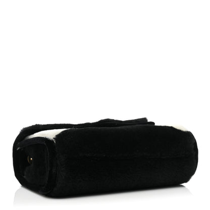 Chanel Shearling Checkered Flap Bag Black White 4 of 8