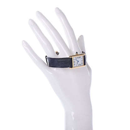 Cartier 18K Yellow Gold Alligator 20mm Tank Louis Quartz Watch 2 of 8