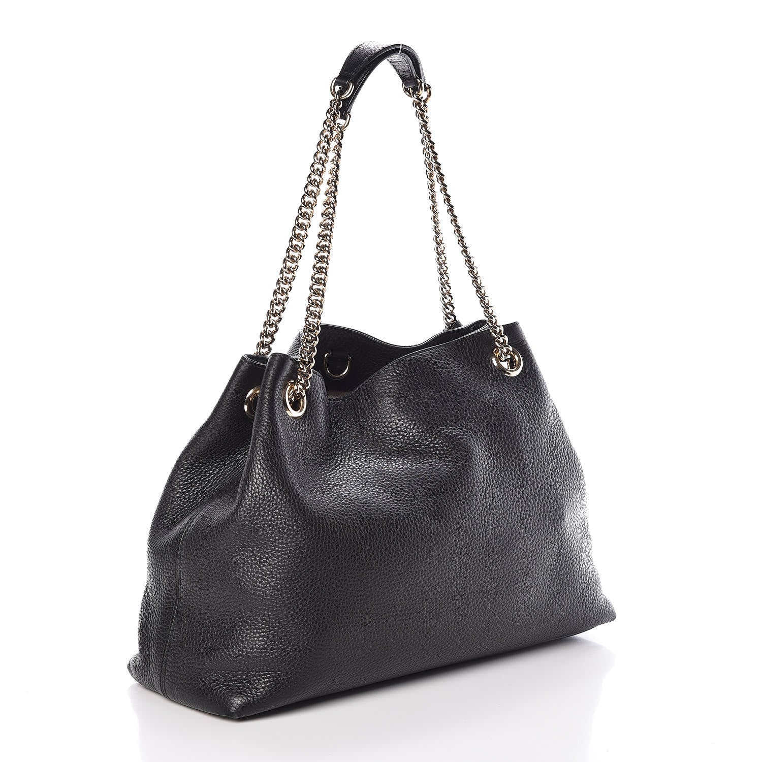 Gucci Pebbled Calfskin Medium Soho Chain Shoulder Bag Black 3 of 11