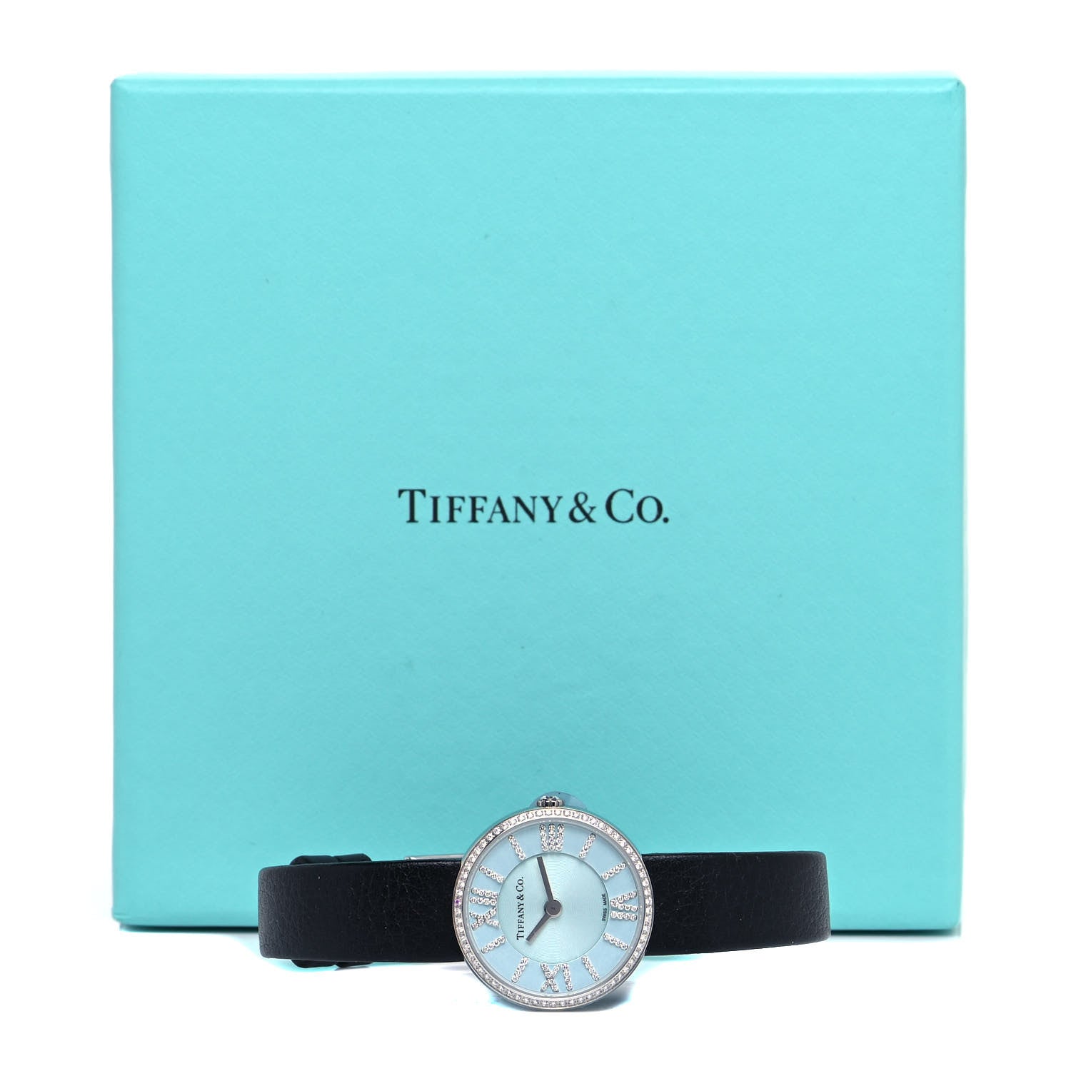 Tiffany Stainless Steel Calfskin Diamond Bezel 24mm Atlas 2-Hand Quartz Watch Tiffany Blue 5 of 5