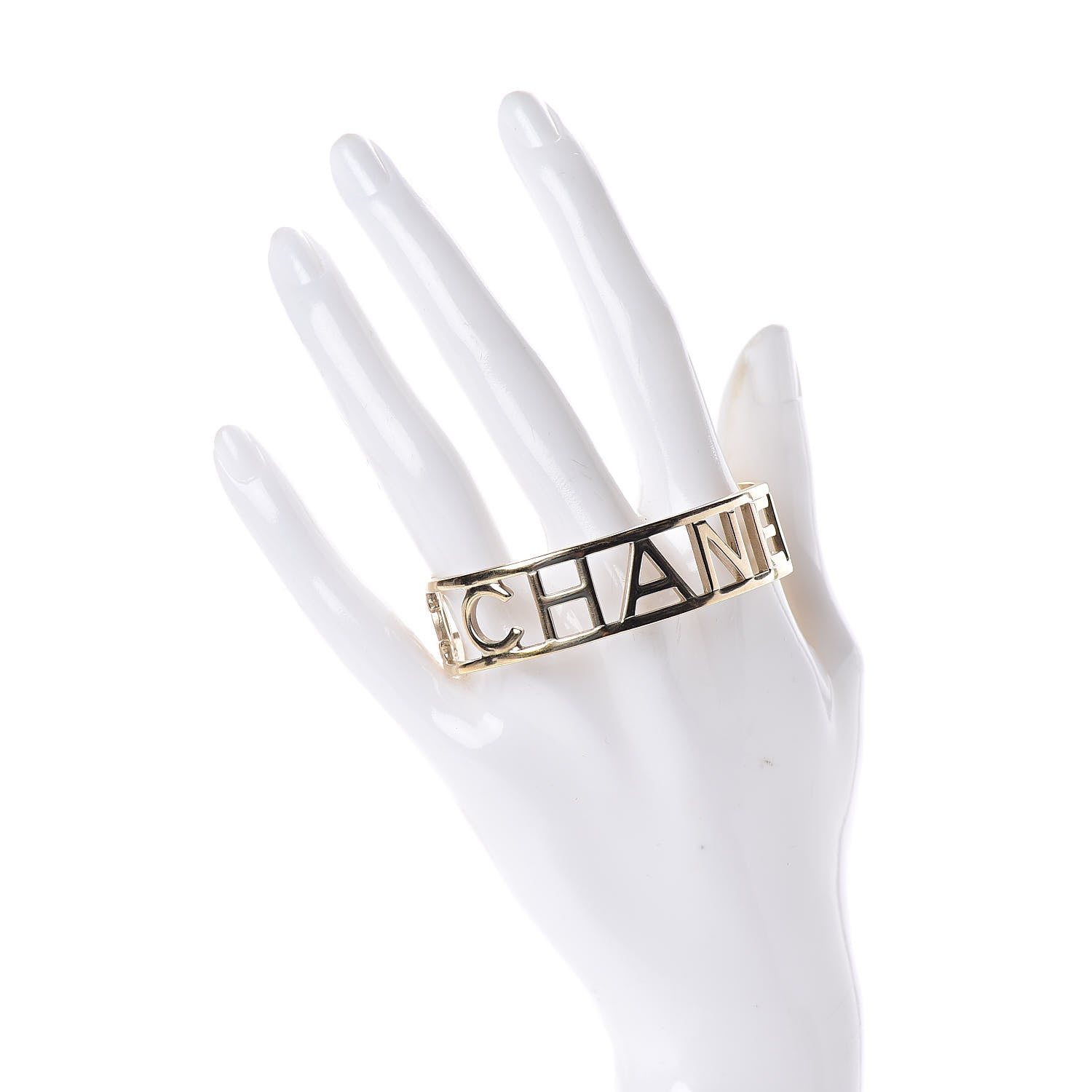 Chanel Metal Logo Cuff Gold 2 of 5