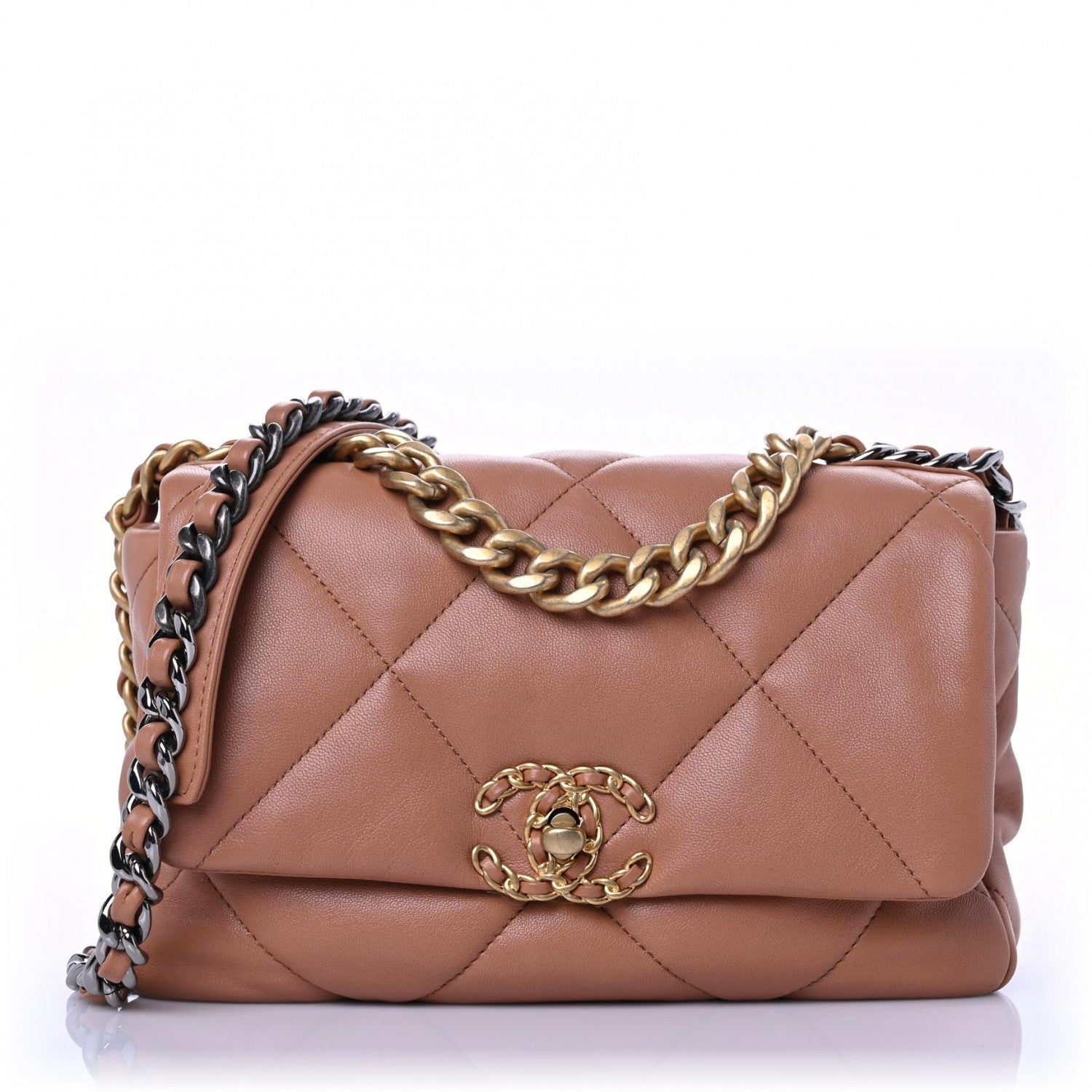 Chanel Lambskin Quilted Medium Chanel 19 Flap Brown 1 of 10
