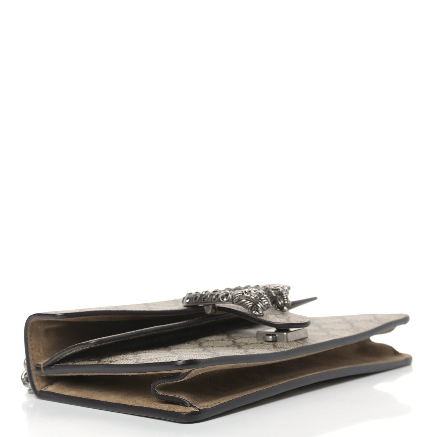 Gucci GG Supreme Monogram Suede Crystal Small Dionysus Shoulder Bag Beige Ebony Taupe 4 of 9