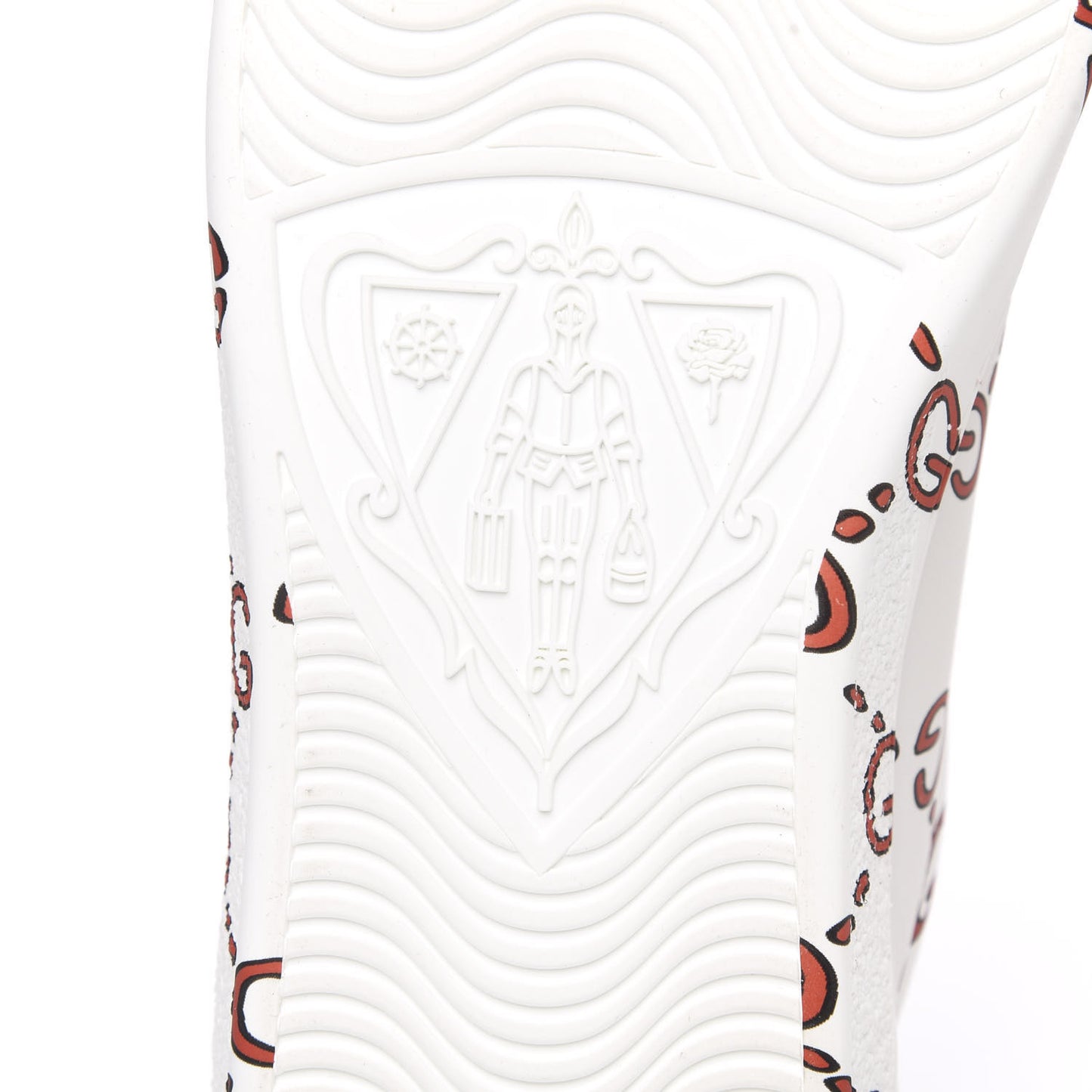 Calfskin GucciGhost Print Mens Ace Sneakers 9.5 White Hibiscus Red