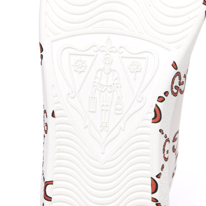 Gucci Calfskin GucciGhost Print Mens Ace Sneakers 9.5 White Hibiscus Red 6 of 9