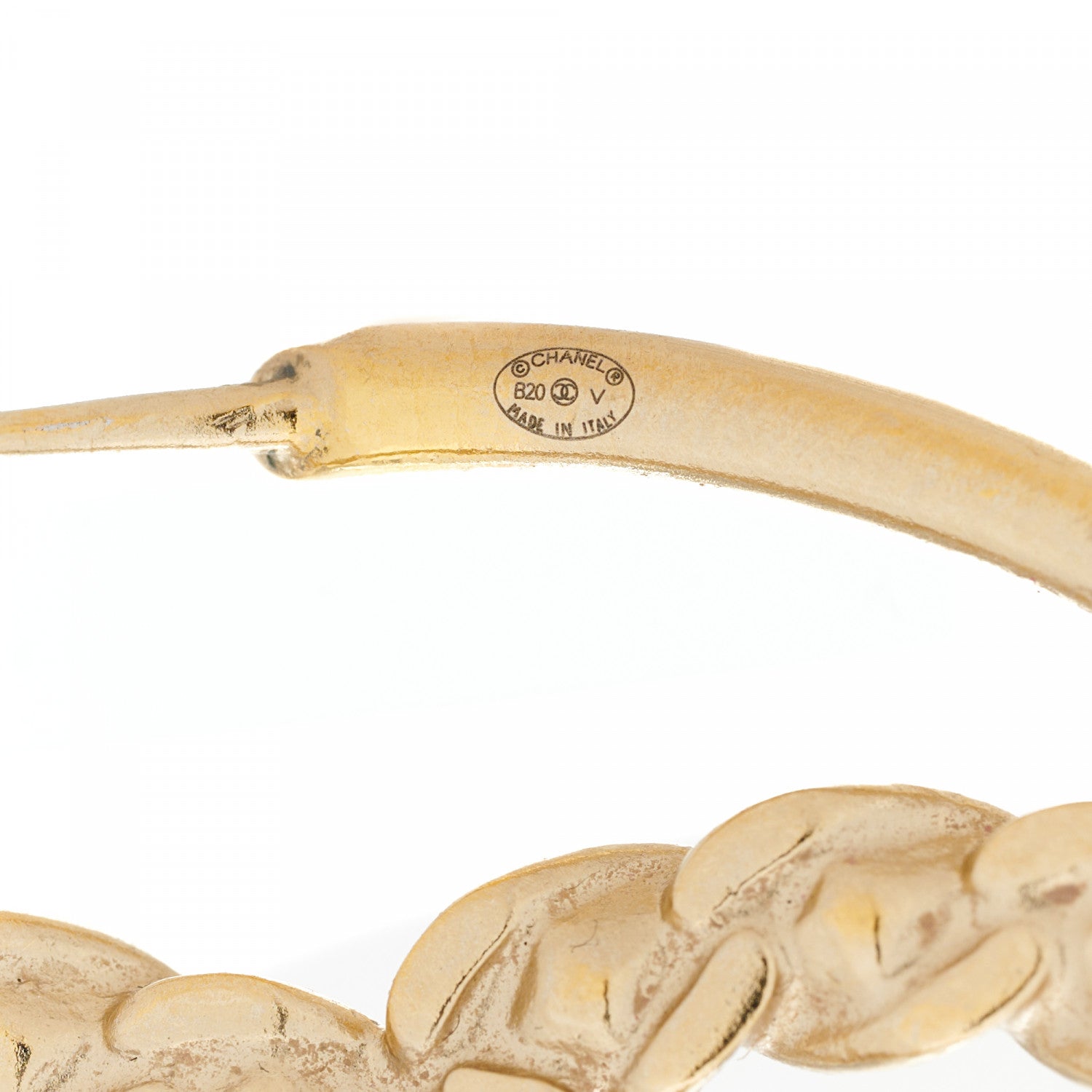 Chanel Crystal High Society CC Hoop Earrings Gold 4 of 5