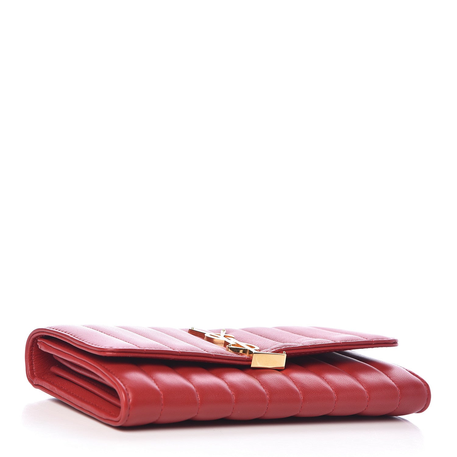 Saint Laurent Lambskin Matelasse Monogram Large Vicky Continental Wallet Rouge Eros 4 of 8