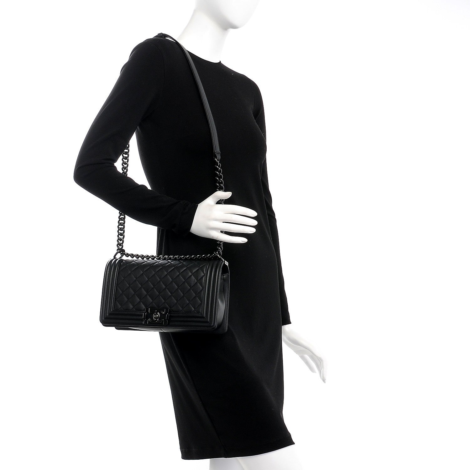 Chanel Calfskin Quilted Medium Boy Flap So Black 2 of 8