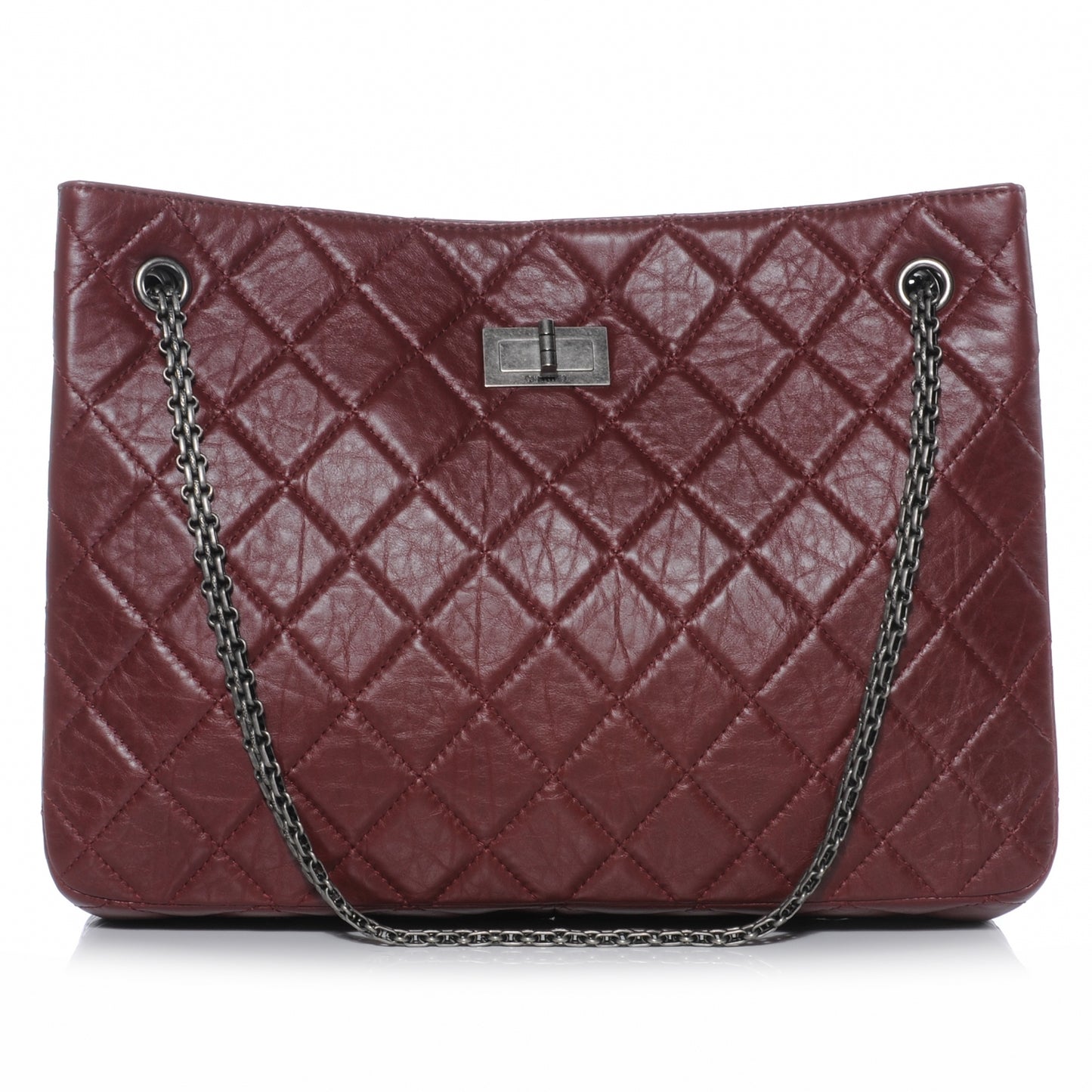 Aged Calfskin Reissue 2.55 Tote Bordeaux