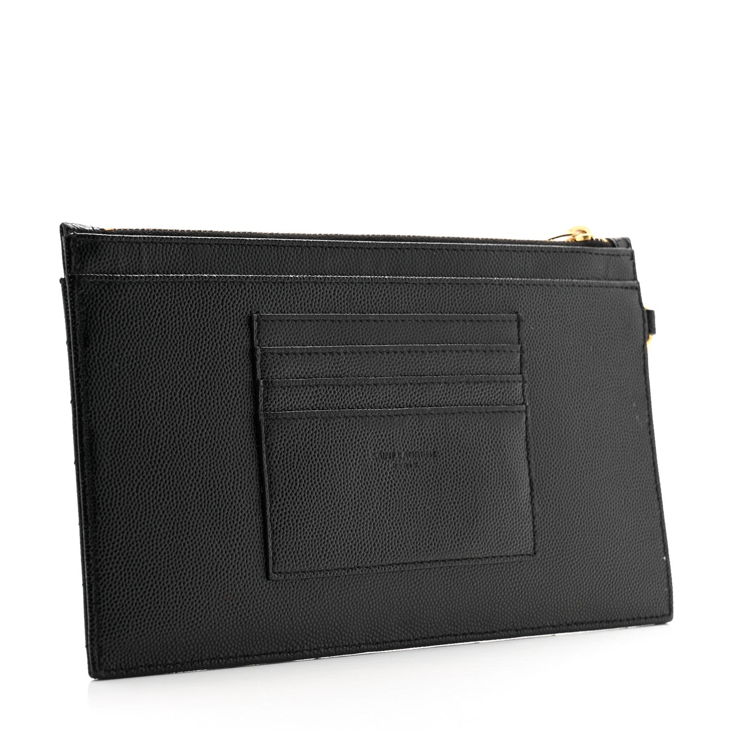 Saint Laurent Grain De Poudre Chevron Monogram Large Bill Pouch Black 3 of 12