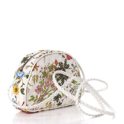 Gucci Canvas Flora Floral Trapuntata Mini Zumi Dome Shoulder Bag White 3 of 11