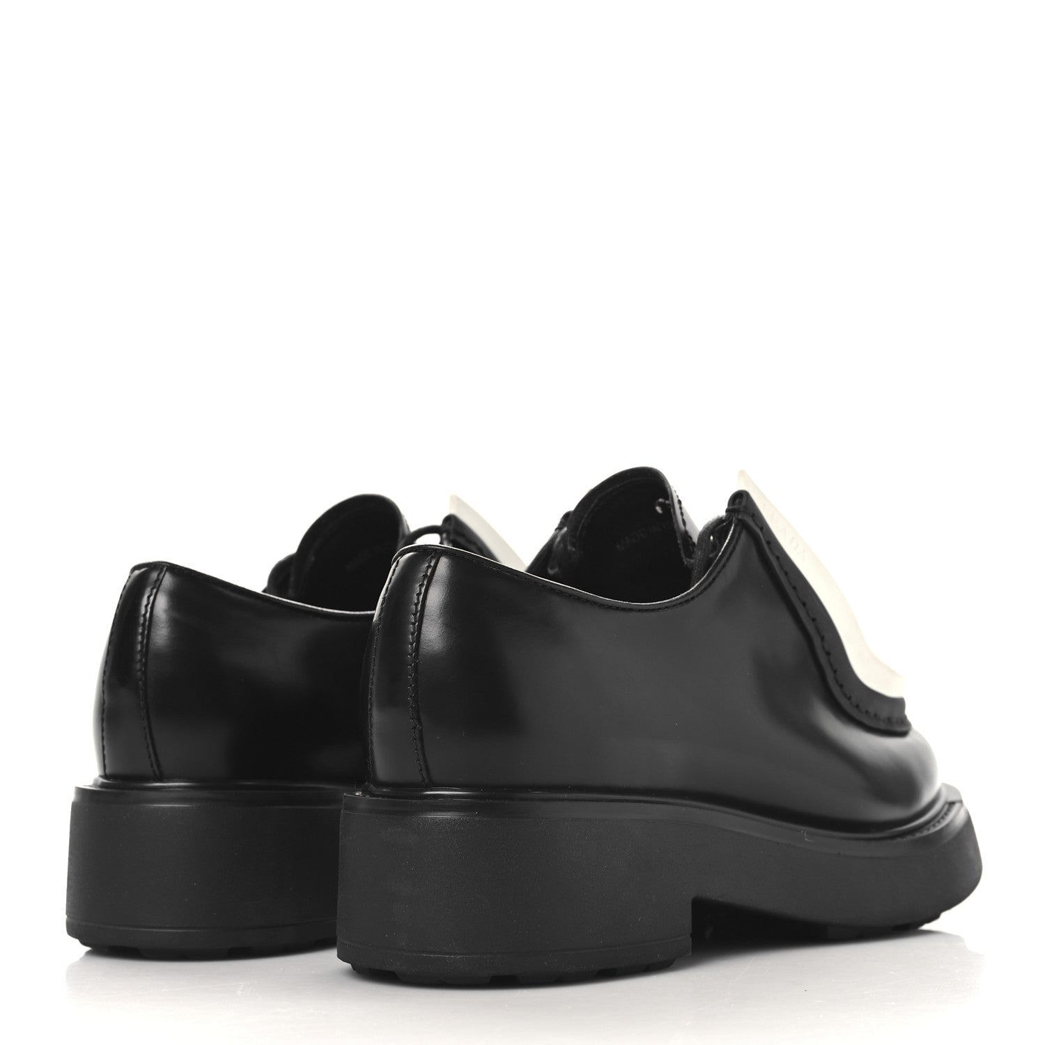 Prada Spazzolato Rois Monolith 55mm Derby Loafers 37 Black White 4 of 9
