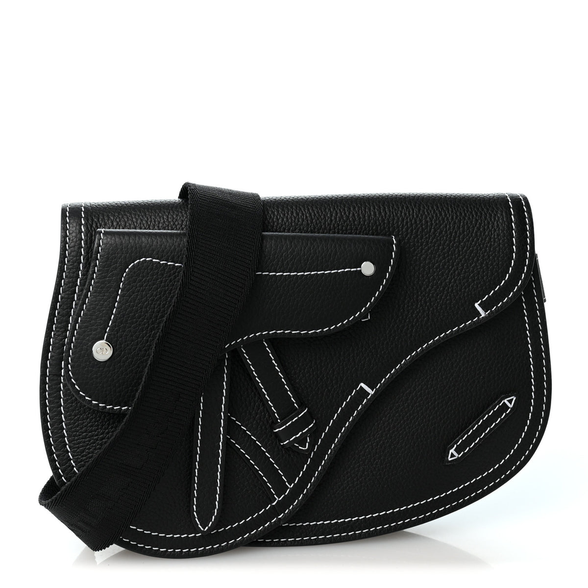 Christian Dior X KAWS Grained Calfskin Saddle Pouch Black 1 of 8