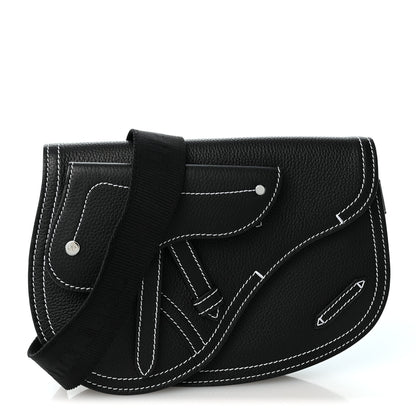 Christian Dior X KAWS Grained Calfskin Saddle Pouch Black 1 of 8