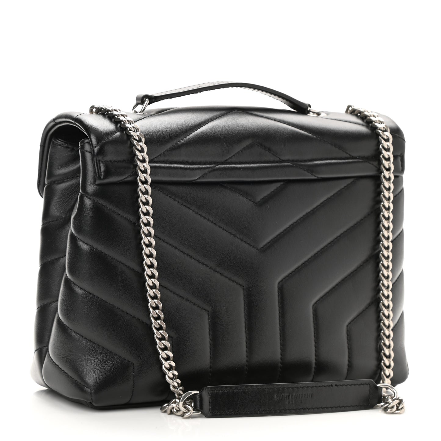 Calfskin Y Quilted Monogram Small Loulou Chain Satchel Black