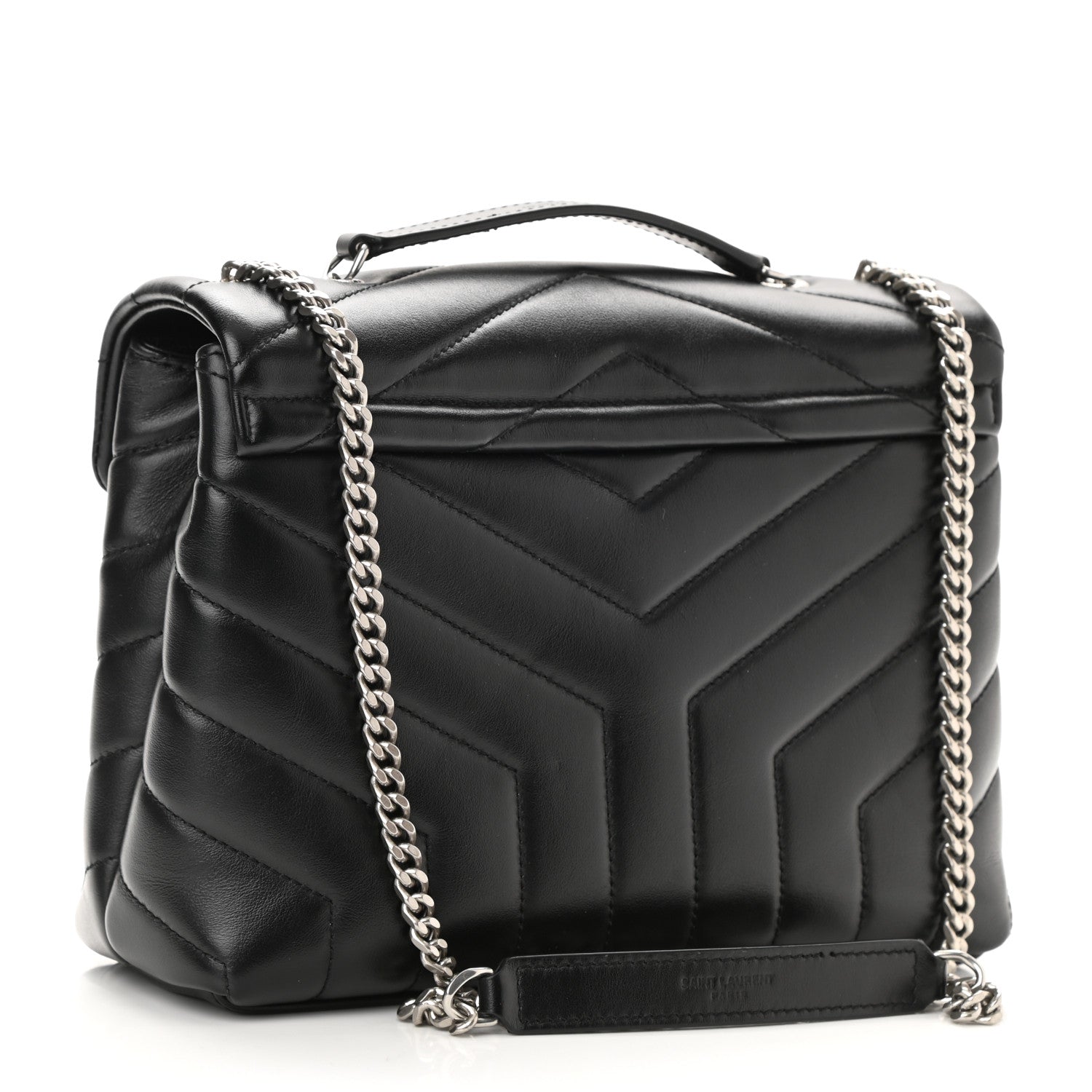 Saint Laurent Calfskin Y Quilted Monogram Small Loulou Chain Satchel Black 3 of 9