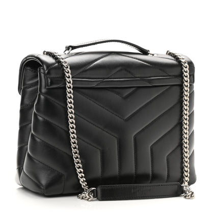 Saint Laurent Calfskin Y Quilted Monogram Small Loulou Chain Satchel Black 3 of 9