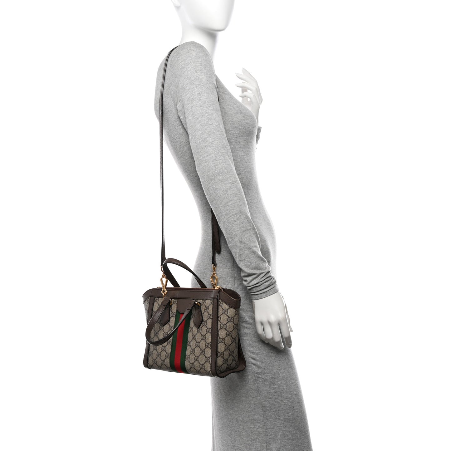 GG Supreme Monogram Small Ophidia Tote Bag Brown