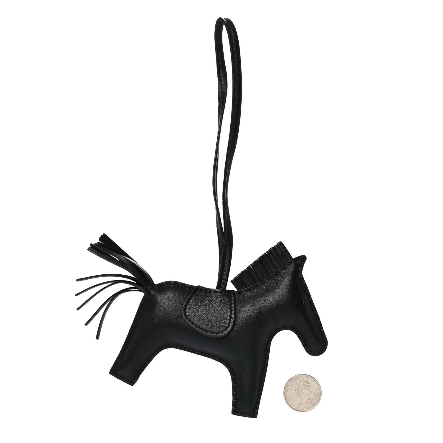 Hermes Milo Lambskin Grigri Rodeo Horse Bag Charm MM So Black 2 of 4
