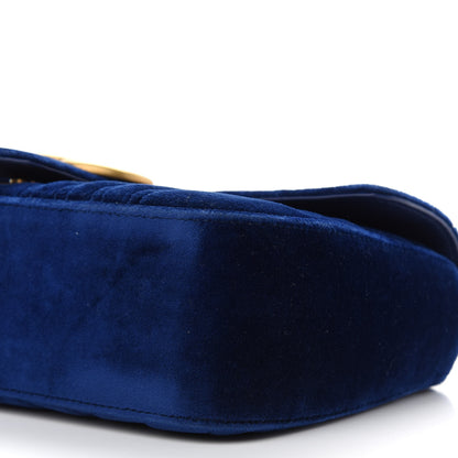 Gucci Velvet Matelasse Small GG Marmont Shoulder Bag Cobalt Blue 9 of 9